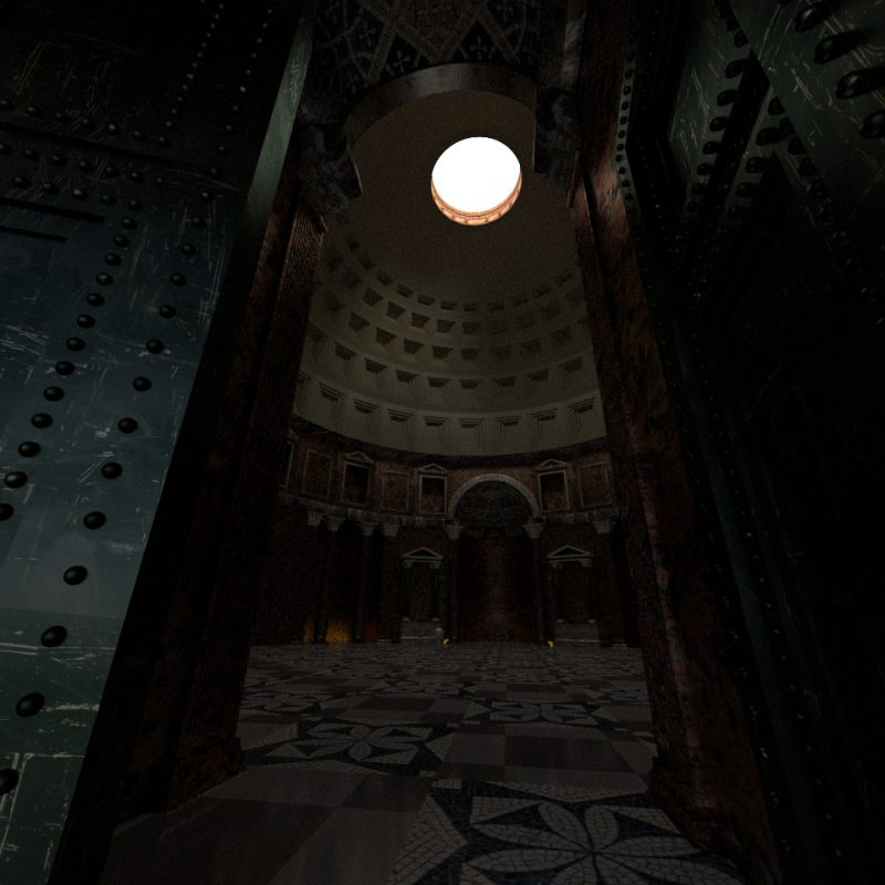 Pantheon in Rom (3D): Blick in die Rotunde vom Eingang aus