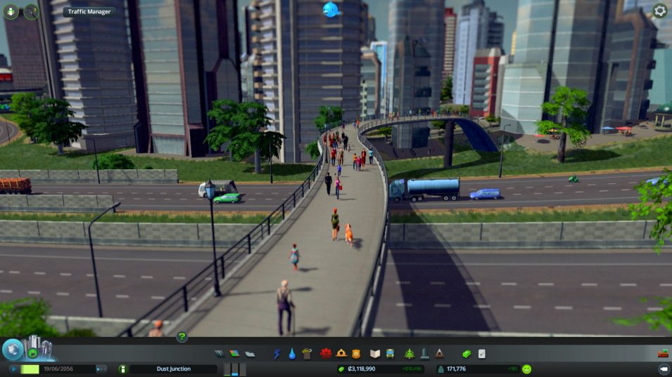 Fußgängerbrücken in Cities Skylines machen viel aus, da sie Hindernisse effizient überwinden können