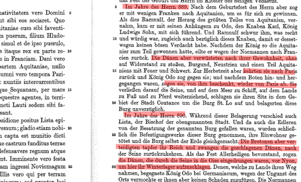 St. Vaaster Annalen über Wikingerüberfälle in Westfranken