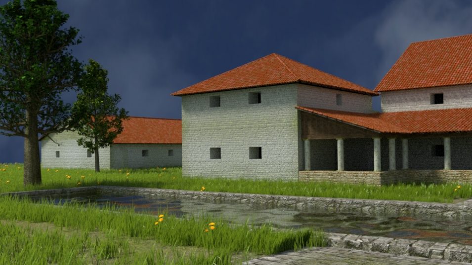 Villa Rustica Großsachsen 3D-Rekonstruktion, Frontansicht Ost