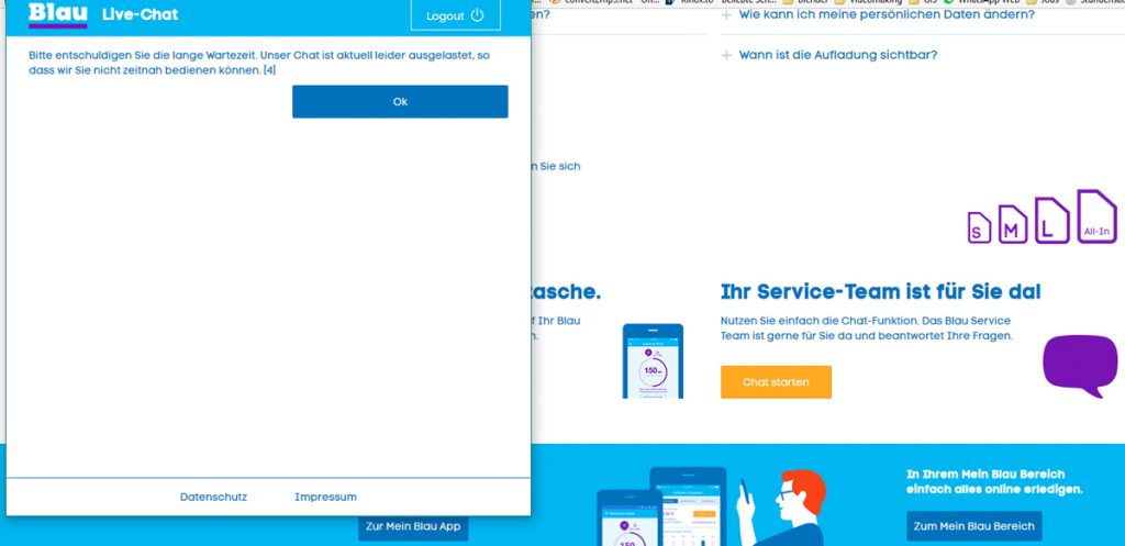 blau.de - Chat funktioniert nicht