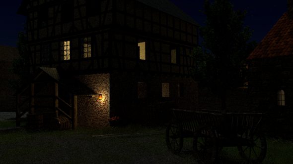 3D-Burg bei Nacht