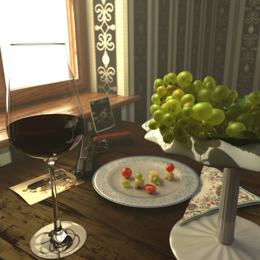 3D-Stillleben mit Weintrauben in 3D