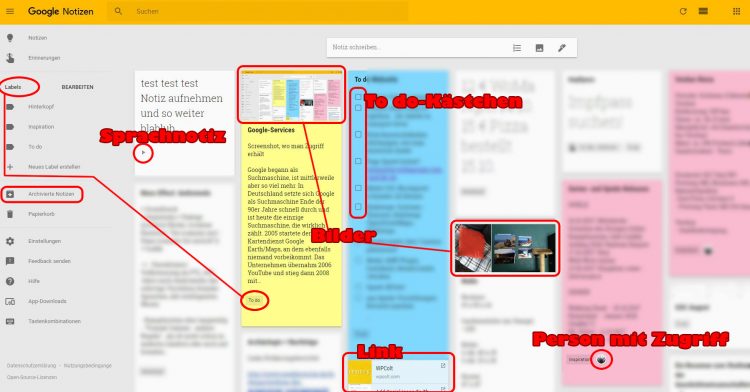 Google Notizen mit Erklärung