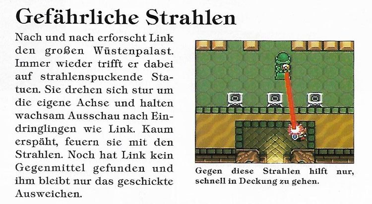 Laser-Statue aus A Link to the Past, inkl. Beschreibung im Spieleberater