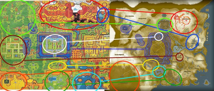 Regionen und Landmarken von A Link to the Past im Vergleich zu Breath of the Wild