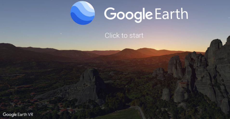 Google Earth VR Startbildschirm