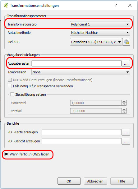 QGIS Transformationytyp setzen