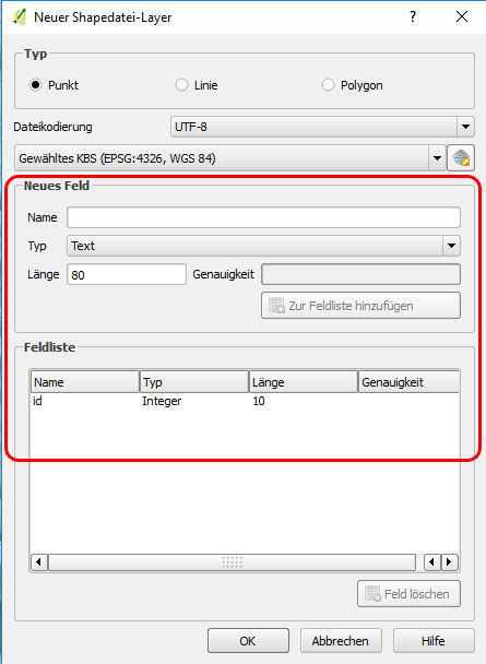 QGIS Shapedatei-Layer anlegen