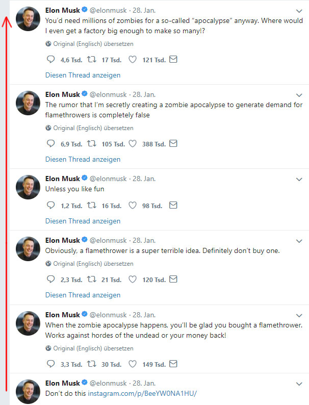 Elon Musks Flammenwerfer