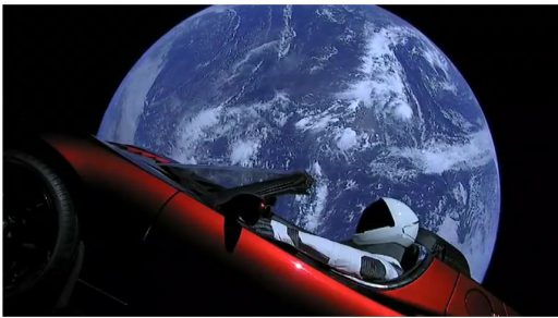 Starman Tesla vor der Erde