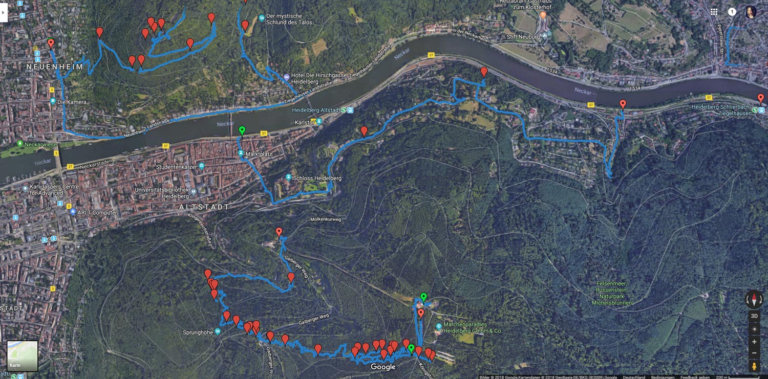 Verwendung von GPX- und KML-Dateien mit Google Maps