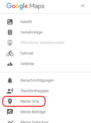 Google Maps "Meine Orte" öffnen