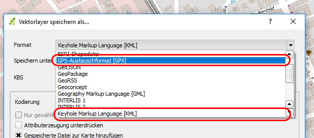 QGIS KML- und GPX-Export