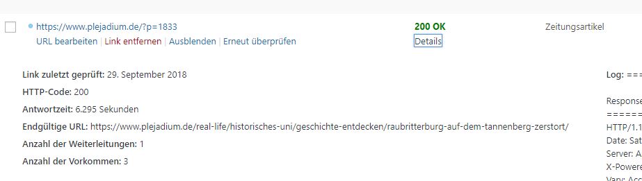 Broken Link Checker - Link-Details
