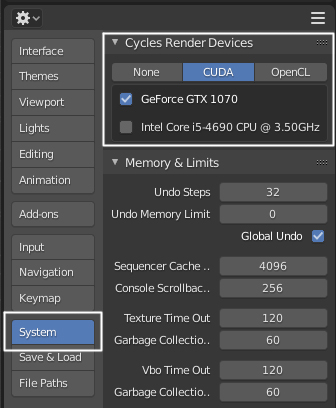 CUDA / OpenCL einstellen