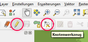 Ebene bearbeiten und Knotenwerkzeug