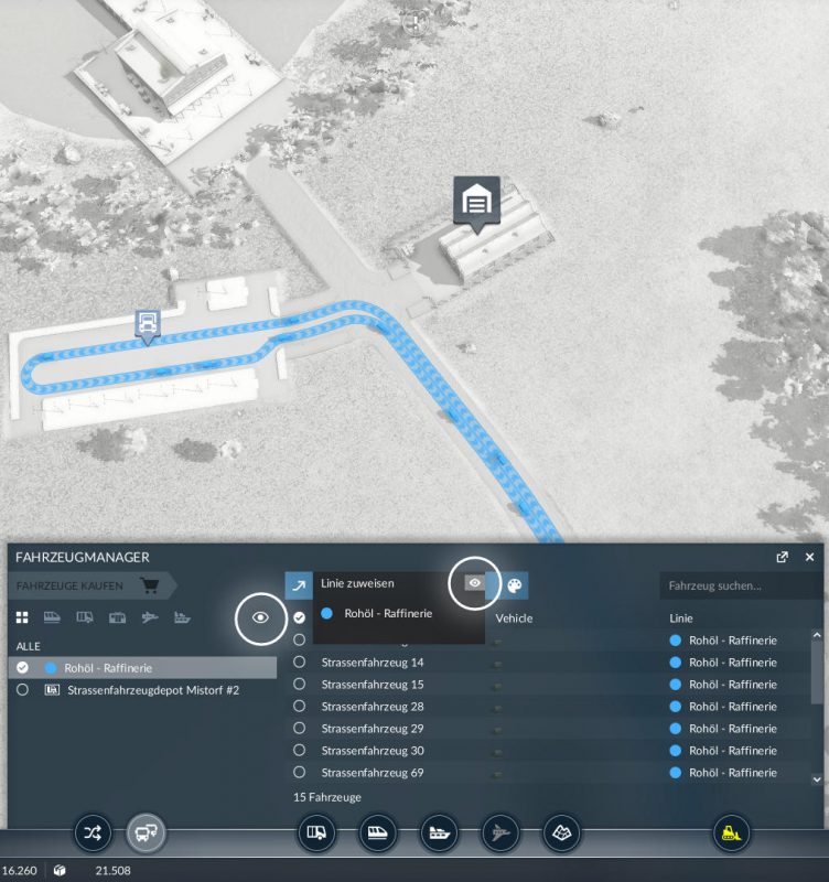 Linien filtern in Transport Fever 2