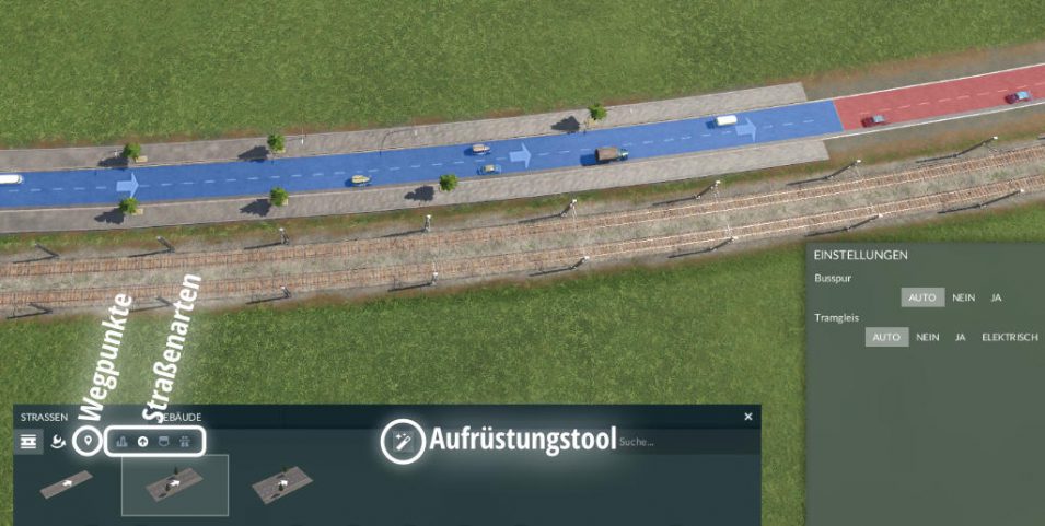 Das Straßenbaumenü in Transport Fever 2