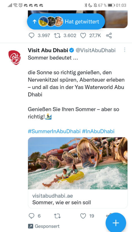 Anzeige für Urlaub in Abu Dhabi