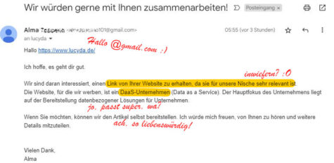 Backlink zu einer Website, die mit Daten handelt...