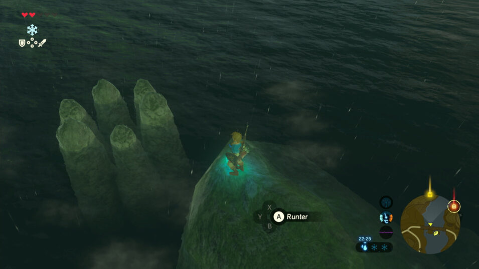 Screenshot aus Breath of the Wild: Steinkreis im Wasser