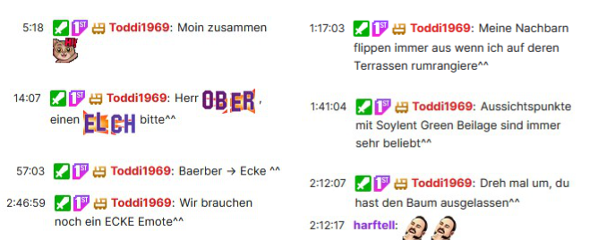 Ein paar typische Stream-Kommentare von Toddi