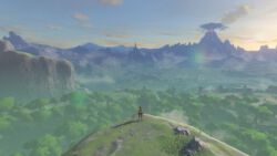 Hier startet Link zu Beginn des Spiels (leider sehr kontrastarmer Screenshot) Links erste Aussicht