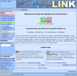 Startseite für ein Unternehmen, nicht mehr online. November 2004