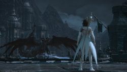 Saga Vengerberg Angesicht zu Angesicht mit Drache Nidhogg Final Fantasy XIV Nidhogg