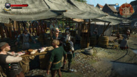 Ein Metzgerstand, das Fleisch wird auch gleich hier zurechtgehauen. Witcher 3