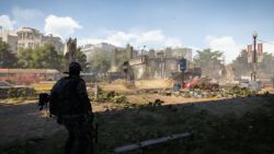 Eine weitere verwilderte Straßenszene.. Im Hintergrund der Eingang zur Dark Zone East Verwilderte Straße